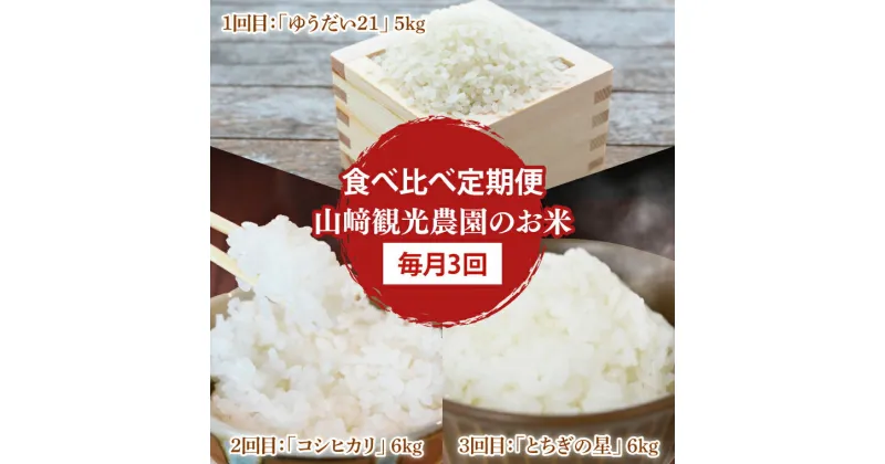 【ふるさと納税】【食べ比べ定期便】＜毎月＞山崎観光農園のお米(白米)　全3回(AU022)