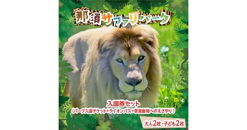 【ふるさと納税】那須サファリパーク入園券セット 大人2名 子ども2名（入園＋ライオンバス＋エサやり）モンキーパーク割引チケット付き！動物 動物園チケット どうぶつえん チケット 券 入場券 入園券 エサやり ライオンバス付き 観光 ファミリー 栃木県 那須町〔P-160〕