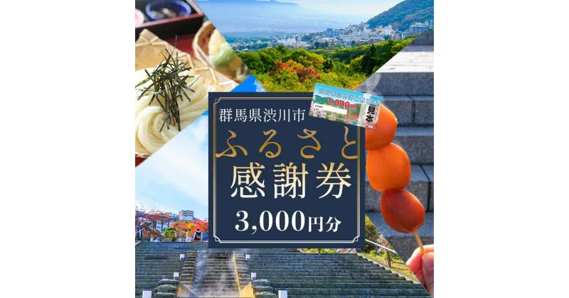 【ふるさと納税】渋川市ふるさと感謝券 3000円分（1000円×3枚） 伊香保温泉 うどん 宿泊 旅行 観光 ホテル 旅館 トラベル 飲食 お土産 ふるさと 故郷 納税 群馬 渋川市 F4H-0058