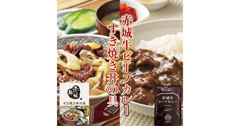 【ふるさと納税】赤城牛ビーフカレーとすき焼き丼の具詰合せ 赤城牛 カレー レトルト 食品 セット 一人暮らし ふるさと 故郷 納税 群馬 渋川市 F4H-0064