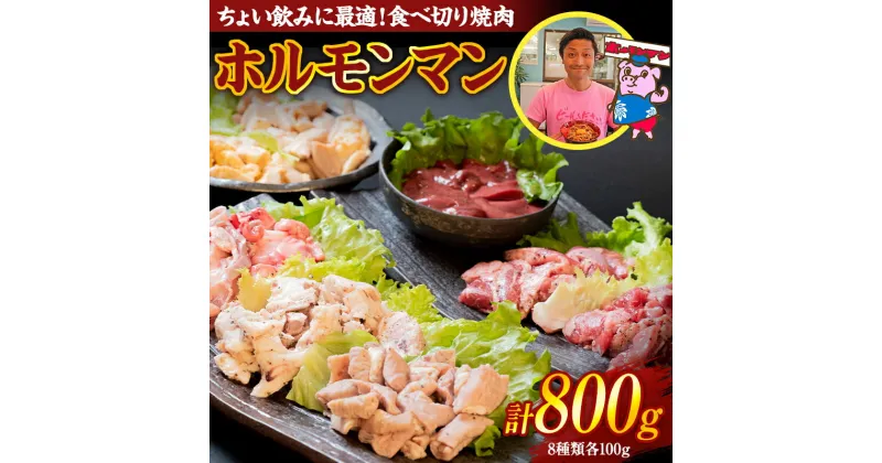 【ふるさと納税】ちょい飲みに最適！食べ切り焼肉「ホルモンマン」セット800g 豚ホルモン 豚肉 焼肉 BBQ ガツナンコツ レバー 白モツ 大トロ ハラミ カシラ 群馬県 渋川市 F4H-0180