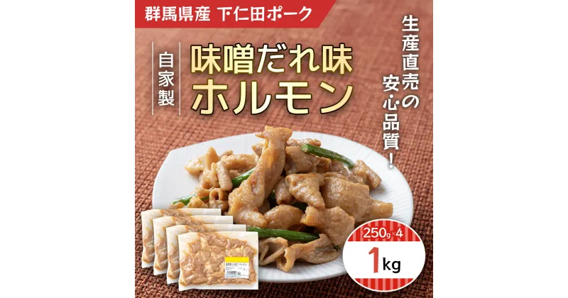 【ふるさと納税】 自家製味噌だれ味ホルモン1k(250gX4) ANT005 / ふるさと納税 豚肉 ポーク ぽーく ホルモン自家製 味噌だれ 250g×4 1kg 送料無料 群馬県 安中市