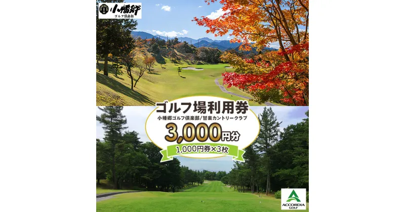 【ふるさと納税】ゴルフ場利用券 3000円分【1000円券×3枚】小幡郷ゴルフ倶楽部 甘楽カントリークラブ｜観光 旅行 チケット クーポン 甘楽町 [0076]