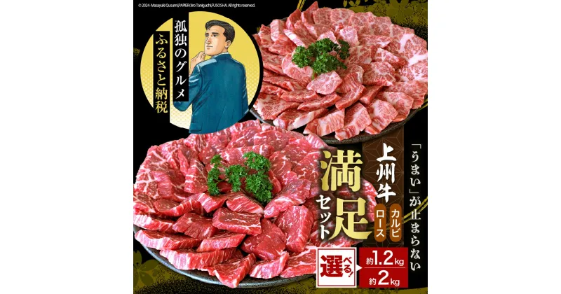 【ふるさと納税】 牛肉 カルビ ロース 焼肉 満足 セット 【 上州牛 】選べる内容量 1.2kg / 2kg 500g × 4 600 × 2 国産 和牛 和牛肉 ブランド牛 精肉 お肉 焼肉 バーベキュー BBQ キャンプ アウトドア 食べ比べ 冷凍便 お取り寄せ グルメ 群馬 県 千代田町