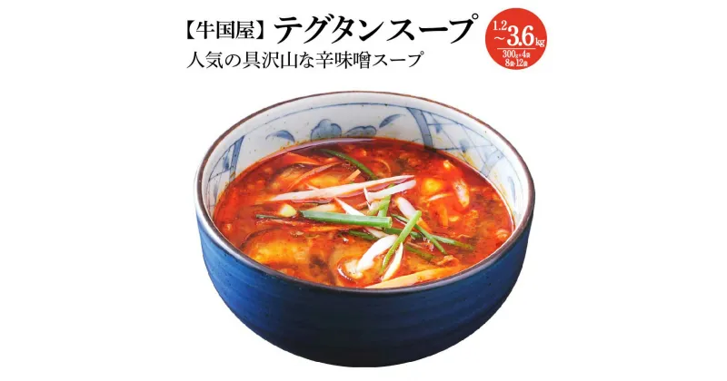 【ふるさと納税】【牛国屋】テグタンスープ　300g×4袋 1.2kg ・ 8袋 2.4kg ・ 12袋 3.6kg　【11100-0778・785・792】から味噌 辛味噌 汁物 惣菜 冷凍 焼肉屋 焼肉店 ギフト プレゼント 贈り物 埼玉県 さいたま市 ヒロ・ジャパンフードサービス