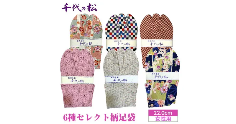 【ふるさと納税】No.370 【女性用：22.0cm】6種セレクト柄足袋（千代の松） ／ たび トンボ柄 さくら 麻の葉 水玉 市松 ファッション性 送料無料 埼玉県