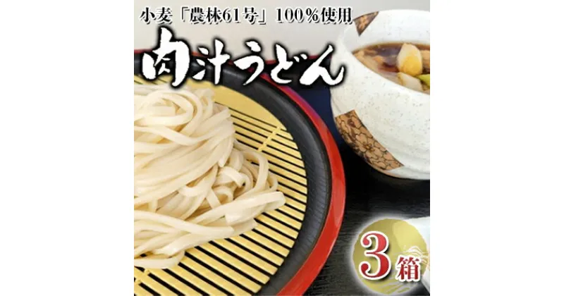 【ふるさと納税】嵐山町産小麦「農林61号」100％使用肉汁うどん3箱セット　麺類・うどん・小麦・農林61号・肉汁うどん・小麦の王様・3箱