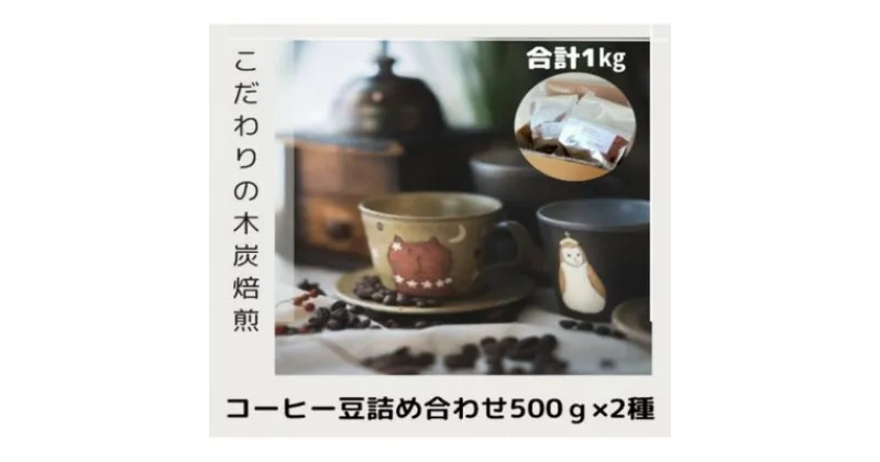 【ふるさと納税】木炭焙煎珈琲豆 500g×2種セット 1kg　【コーヒー豆・珈琲豆・コーヒー粉・珈琲】